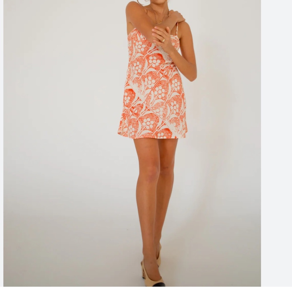 VRG girl love language bias cut mini dress Java. Size US 8. NWT